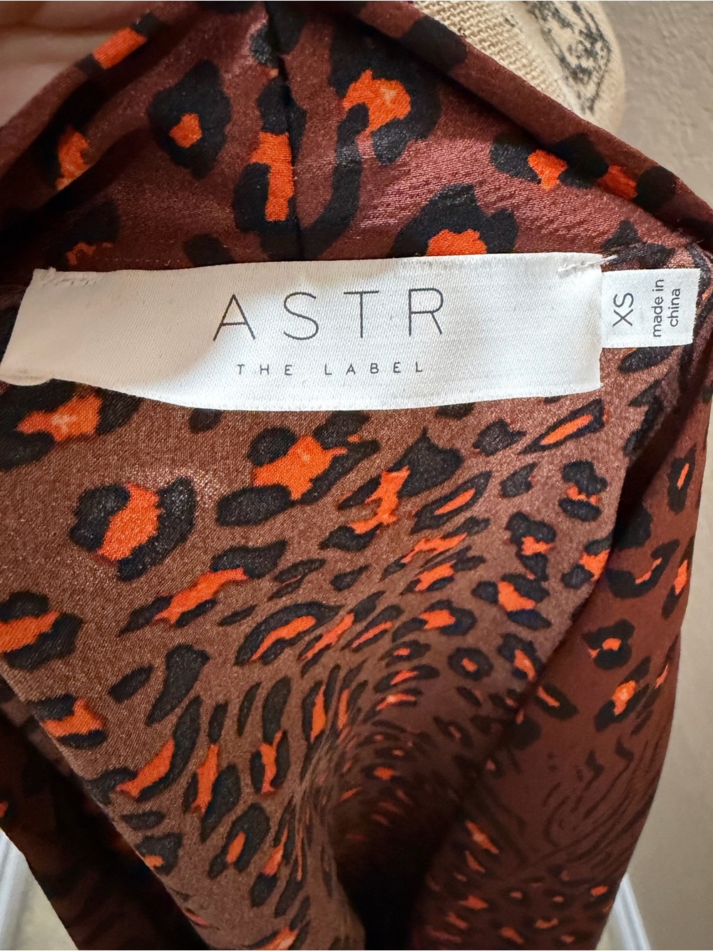 Astr Brown and Orange Animal-Print Satin Wrap Bodysuit NWOT - Picture 6 of 10
